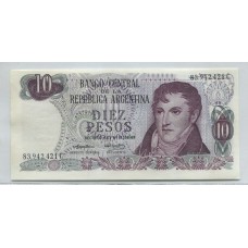 ARGENTINA COL. 617c BILLETE 10 PESOS LEY 18.188 BOT 2351a SIN CIRCULAR UNC